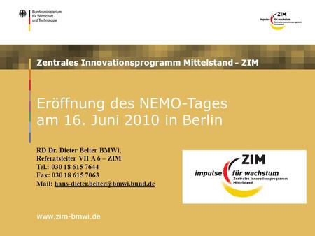 Eröffnung des NEMO-Tages am 16. Juni 2010 in Berlin