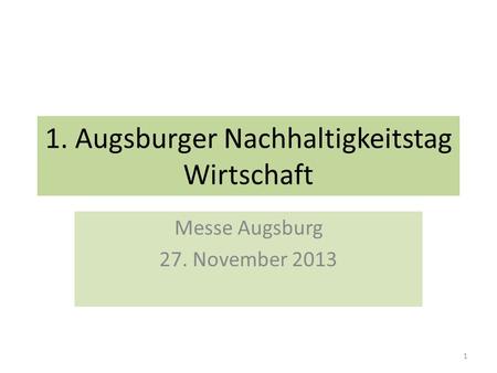1. Augsburger Nachhaltigkeitstag Wirtschaft