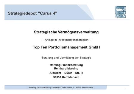 Strategiedepot Carus 4 Strategische Vermögensverwaltung