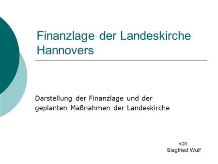 Finanzlage der Landeskirche Hannovers