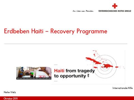Erdbeben Haiti – Recovery Programme