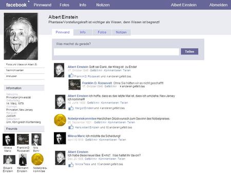 facebook Albert Einstein Pinnwand Fotos Info Notizen Albert Einstein