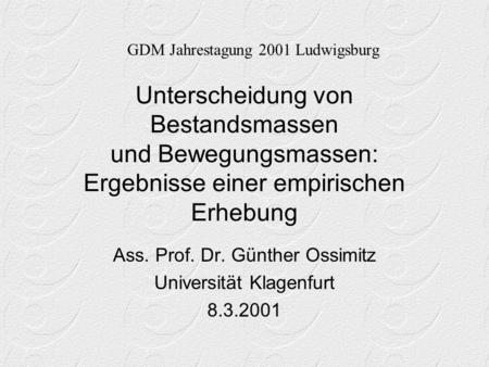 Ass. Prof. Dr. Günther Ossimitz Universität Klagenfurt
