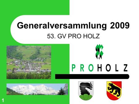 Generalversammlung 2009 53. GV PRO HOLZ 1. Generalversammlung 2009 2 Herzlich willkommen.
