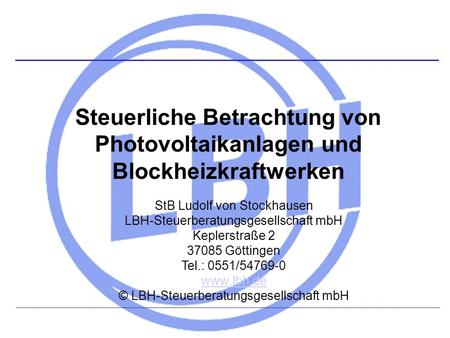 StB Ludolf von Stockhausen LBH-Steuerberatungsgesellschaft mbH