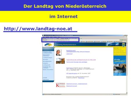 Der Landtag von Niederösterreich im Internet