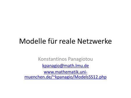 Modelle für reale Netzwerke
