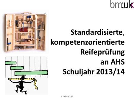 Standardisierte, kompetenzorientierte Reifeprüfung an AHS Schuljahr 2013/14 A. Schatzl, I/3.