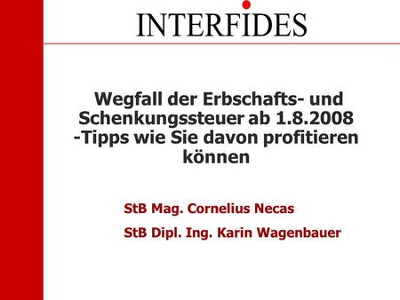 StB Mag. Cornelius Necas StB Dipl. Ing. Karin Wagenbauer