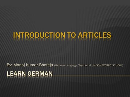 Introduction to Articles