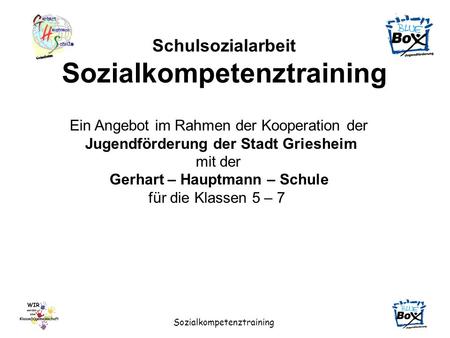 Sozialkompetenztraining Jugendförderung der Stadt Griesheim
