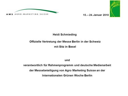 Offizielle Vertretung der Messe Berlin in der Schweiz