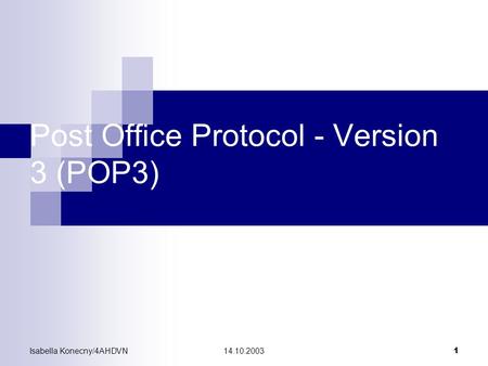 Post Office Protocol - Version 3 (POP3)