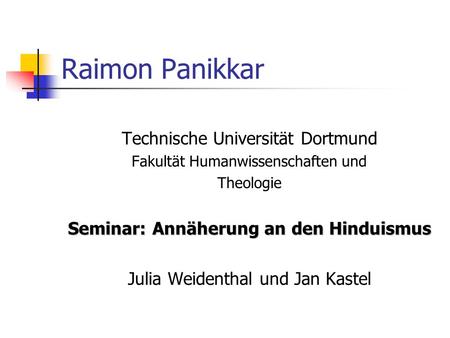 Seminar: Annäherung an den Hinduismus