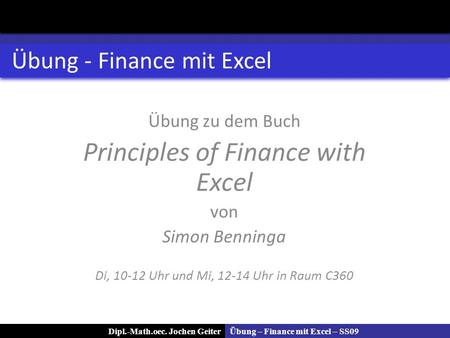Übung - Finance mit Excel
