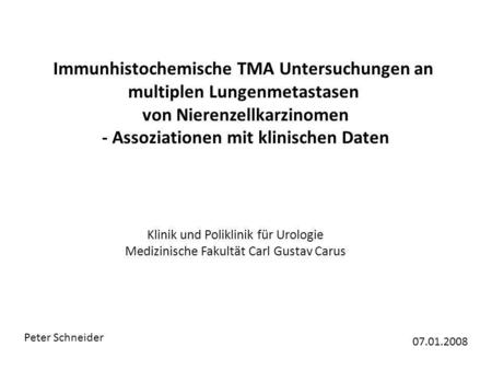Immunhistochemische TMA Untersuchungen an multiplen Lungenmetastasen