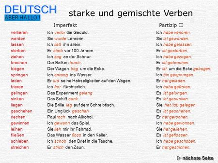 starke und gemischte Verben