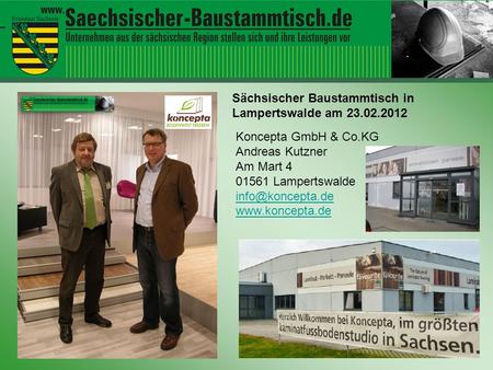 Hallo ihr Leute Koncepta GmbH & Co.KG Andreas Kutzner Am Mart 4 01561 Lampertswalde  Sächsischer Baustammtisch in Lampertswalde.