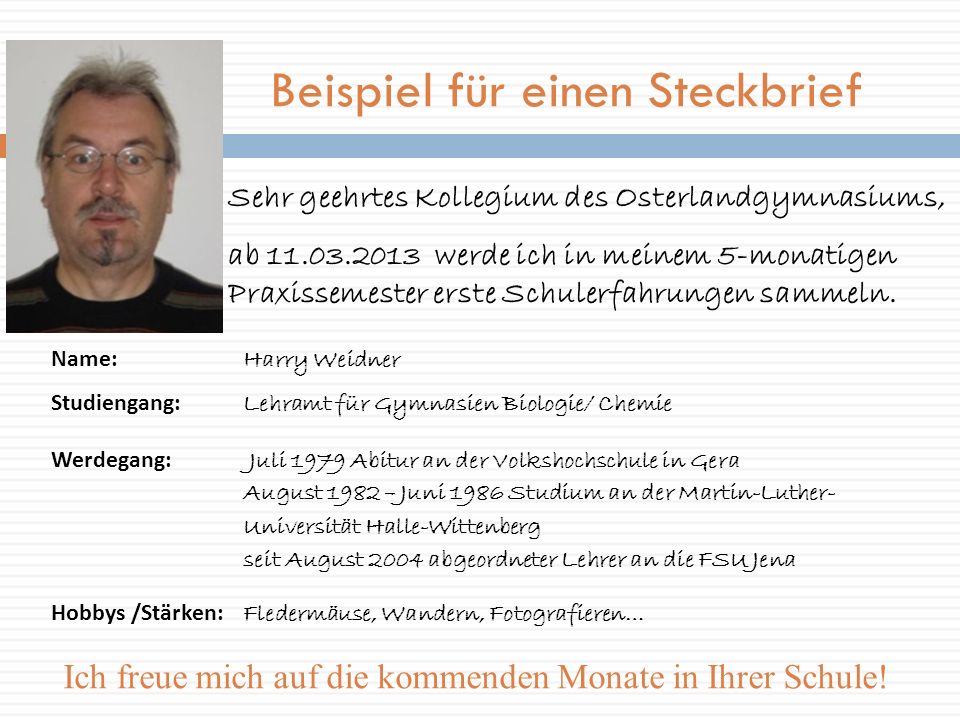 Kennenlernen steckbrief
