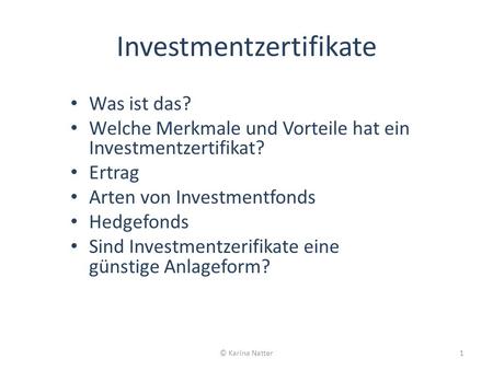 Investmentzertifikate