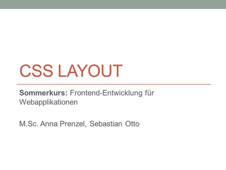 CSS Layout Sommerkurs: Frontend-Entwicklung für Webapplikationen