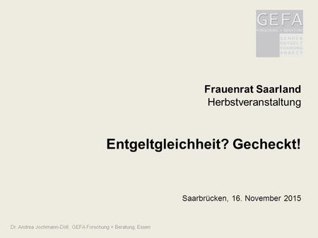 Frauenrat Saarland Herbstveranstaltung Entgeltgleichheit. Gecheckt