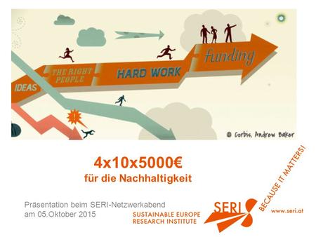 4x10x5000€ für die Nachhaltigkeit Präsentation beim SERI-Netzwerkabend am 05.Oktober 2015.