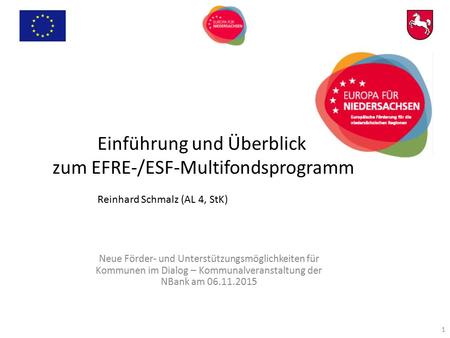 Einführung und Überblick zum EFRE-/ESF-Multifondsprogramm