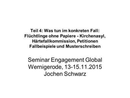 Seminar Engagement Global Wernigerode, Jochen Schwarz