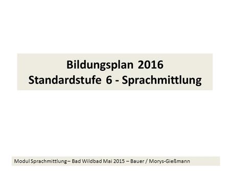 Bildungsplan 2016 Standardstufe 6 - Sprachmittlung
