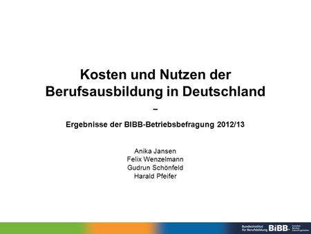 Kosten und Nutzen der Berufsausbildung in Deutschland