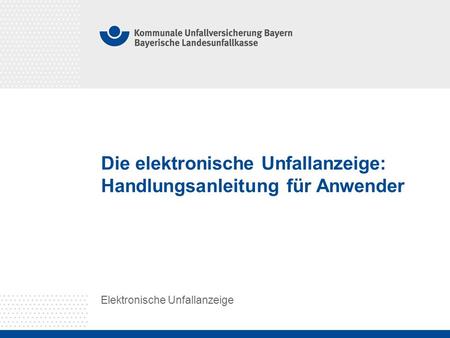 Die elektronische Unfallanzeige: Handlungsanleitung für Anwender Elektronische Unfallanzeige.