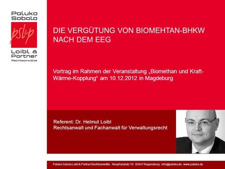 DIE VERGÜTUNG VON BIOMEHTAN-BHKW NACH DEM EEG