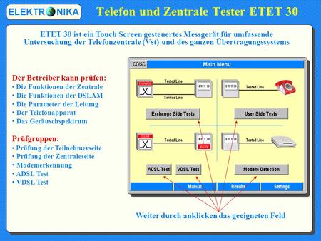 Telefon und Zentrale Tester ETET 30