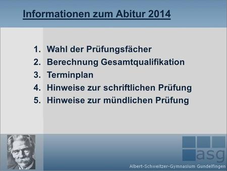 Informationen zum Abitur 2014