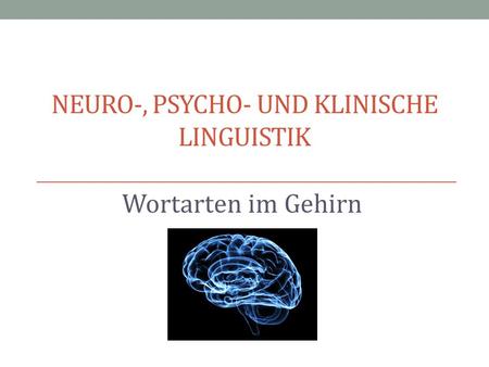 Neuro-, Psycho- und Klinische Linguistik
