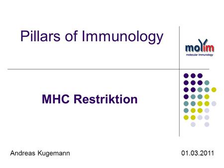 Pillars of Immunology MHC Restriktion Andreas Kugemann  01.03.2011.
