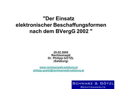 Der Einsatz elektronischer Beschaffungsformen nach dem BVergG 2002 