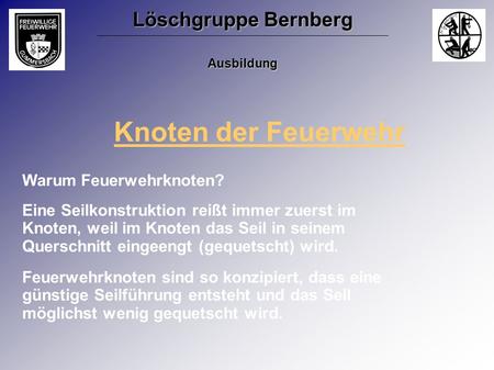 Löschgruppe Bernberg Ausbildung