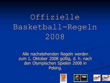 Offizielle Basketball-Regeln 2008