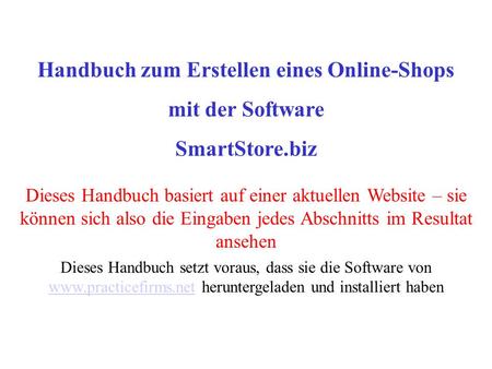 Handbuch zum Erstellen eines Online-Shops