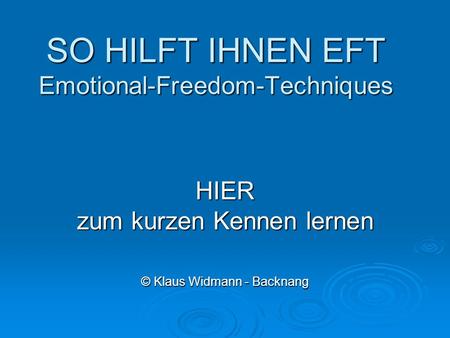 SO HILFT IHNEN EFT Emotional-Freedom-Techniques