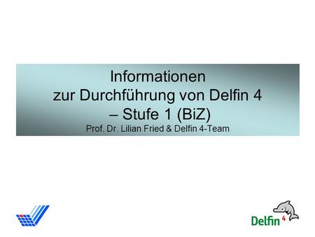 Informationen zur Durchführung von Delfin 4 – Stufe 1 (BiZ) Prof. Dr
