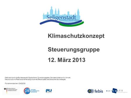Klimaschutzkonzept Steuerungsgruppe 12. März 2013