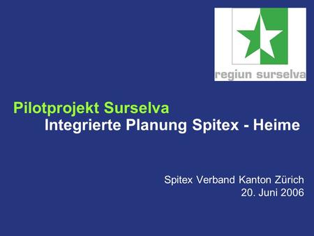 Pilotprojekt Surselva Integrierte Planung Spitex - Heime
