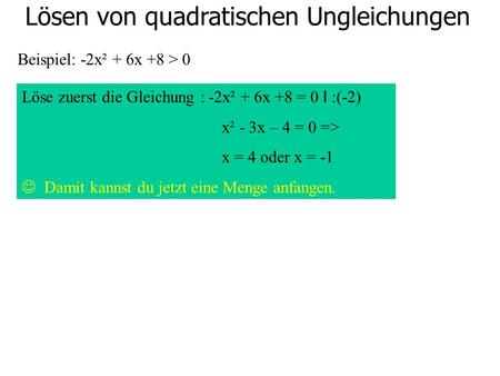 Lösen von quadratischen Ungleichungen