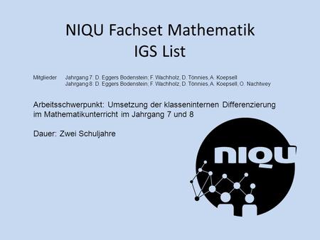 NIQU Fachset Mathematik IGS List