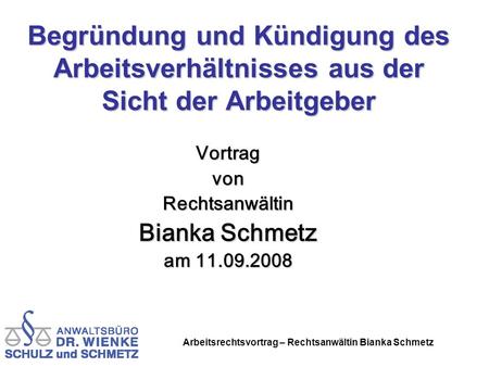 Vortrag von Rechtsanwältin Bianka Schmetz am