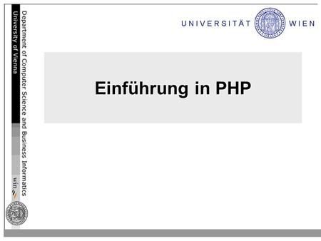 Einführung in PHP.