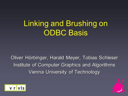 Linking and Brushing on ODBC Basis